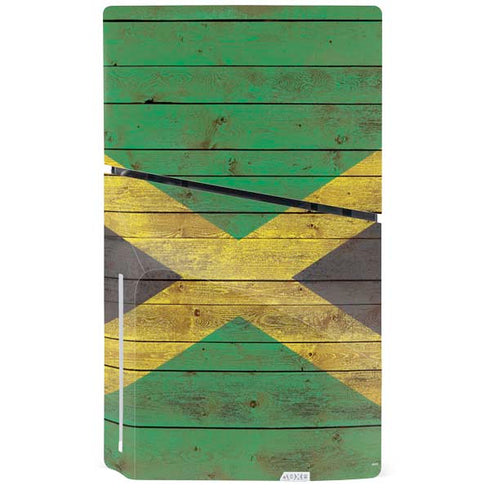 Jamaican Flag Dark Wood PS5 Slim Disk Console Skin